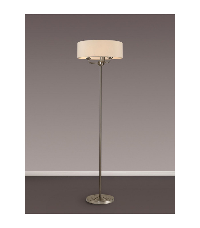 Banyan 3 Light Switched Floor Lamp With 45cm x 15cm Faux Silk Shade Ivory Pearl/Satin Nickel-2