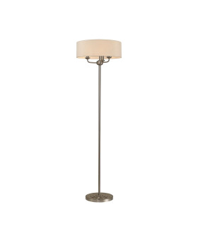 Banyan 3 Light Switched Floor Lamp With 45cm x 15cm Dual Faux Silk Shade Nude Beige/Moonlight Satin Nickel-1