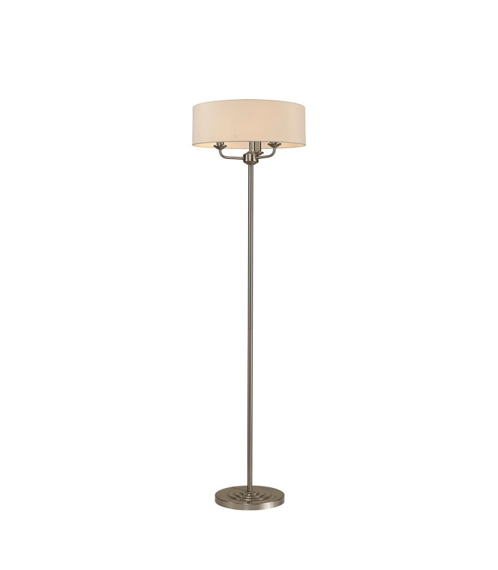 Banyan 3 Light Switched Floor Lamp With 45cm x 15cm Dual Faux Silk Shade Nude Beige/Moonlight Satin Nickel-1