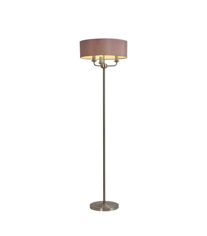 Banyan 3 Light Switched Floor Lamp With 45cm x 15cm Dual Faux Silk Shade Taupe/Halo Gold Satin Nickel-1