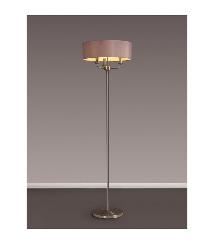 Banyan 3 Light Switched Floor Lamp With 45cm x 15cm Dual Faux Silk Shade Taupe/Halo Gold Satin Nickel-2