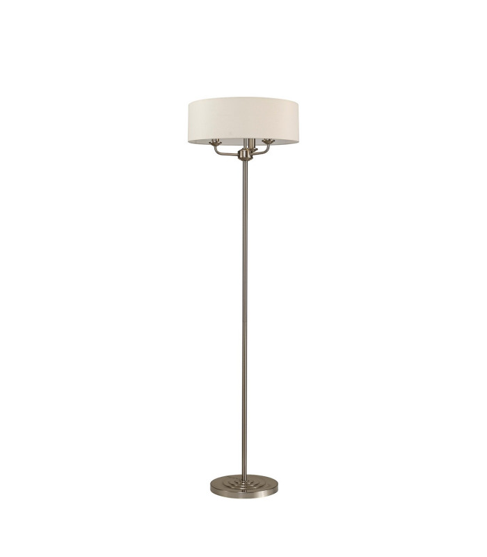 Banyan 3 Light Switched Floor Lamp With 45cm x 15cm Dual Faux Silk Shade Nude Beige/Moonlight Satin Nickel-4