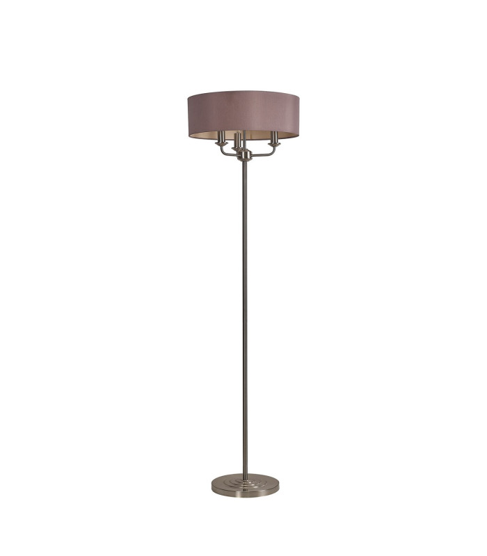 Banyan 3 Light Switched Floor Lamp With 45cm x 15cm Dual Faux Silk Shade Taupe/Halo Gold Satin Nickel-4
