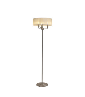 Banyan 3 Light Switched Floor Lamp With 45cm x 15cm Cream Organza Shade Satin Nickel/Cream-1