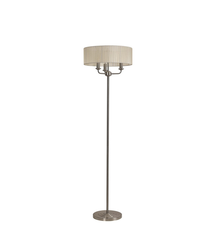 Banyan 3 Light Switched Floor Lamp With 45cm x 15cm Cream Organza Shade Satin Nickel/Cream-4