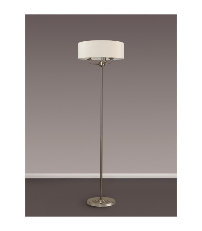Banyan 3 Light Switched Floor Lamp With 45cm x 15cm Dual Faux Silk Shade Nude Beige/Moonlight Satin Nickel-11