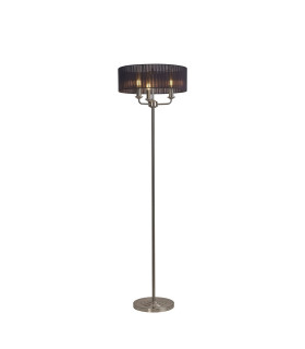 Banyan 3 Light Switched Floor Lamp With 45cm x 15cm Black Organza Shade Satin Nickel/Black-1
