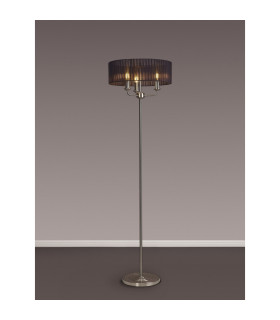 Banyan 3 Light Switched Floor Lamp With 45cm x 15cm Black Organza Shade Satin Nickel/Black-2