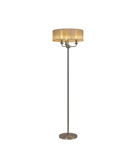 Banyan 3 Light Switched Floor Lamp With 45cm x 15cm Soft Bronze Organza Shade Satin Nickel/Soft Bronze-1
