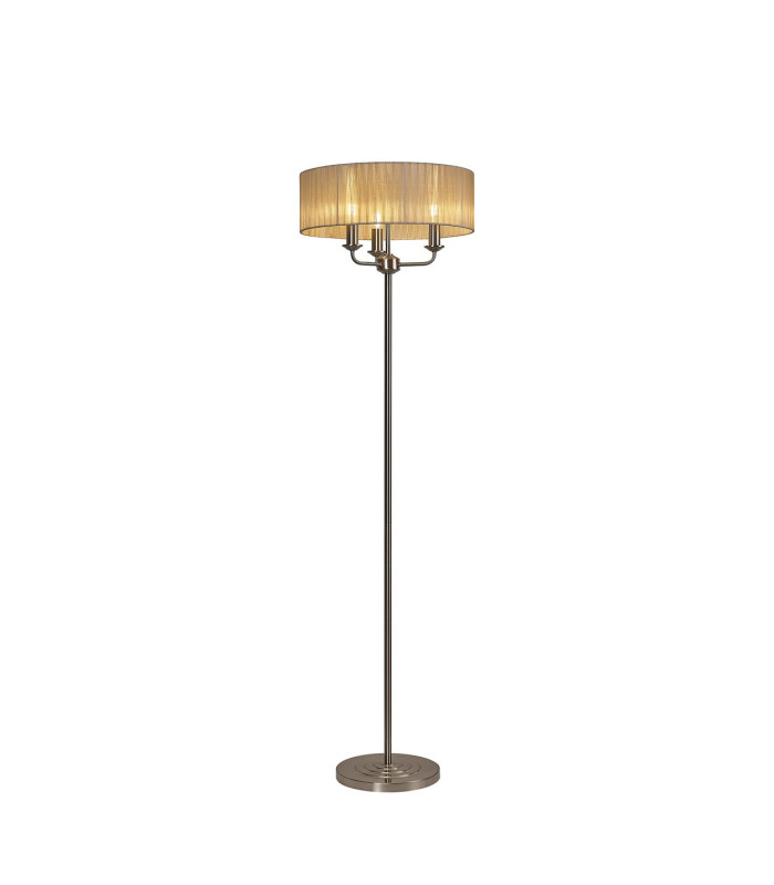 Banyan 3 Light Switched Floor Lamp With 45cm x 15cm Soft Bronze Organza Shade Satin Nickel/Soft Bronze-1