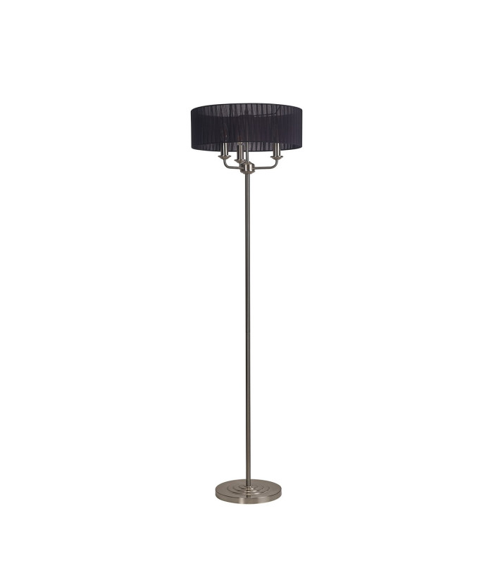 Banyan 3 Light Switched Floor Lamp With 45cm x 15cm Black Organza Shade Satin Nickel/Black-4