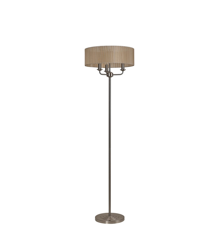 Banyan 3 Light Switched Floor Lamp With 45cm x 15cm Soft Bronze Organza Shade Satin Nickel/Soft Bronze-4