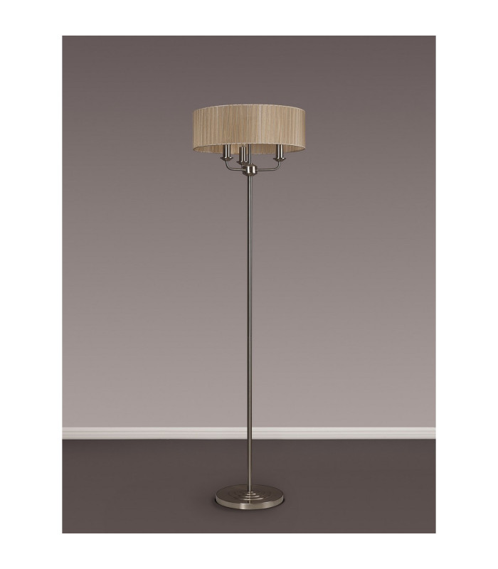 Banyan 3 Light Switched Floor Lamp With 45cm x 15cm Soft Bronze Organza Shade Satin Nickel/Soft Bronze-11