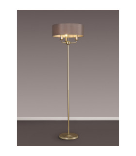 Banyan 3 Light Switched Floor Lamp With 45cm x 15cm Faux Silk Fabric Shade Champagne Gold/Grey-2