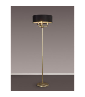 Banyan 3 Light Switched Floor Lamp With 45cm x 15cm Faux Silk Fabric Shade Champagne Gold/Black-2