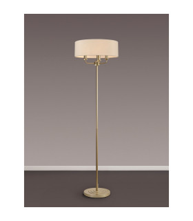 Banyan 3 Light Switched Floor Lamp With 45cm x 15cm Dual Faux Silk Fabric Shade Champagne Gold/Nude Beige-2