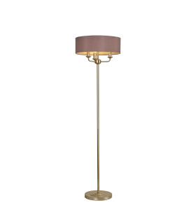 Banyan 3 Light Switched Floor Lamp With 45cm x 15cm Dual Faux Silk Fabric Shade Champagne Gold/Taupe-1