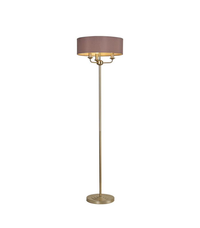 Banyan 3 Light Switched Floor Lamp With 45cm x 15cm Dual Faux Silk Fabric Shade Champagne Gold/Taupe-1