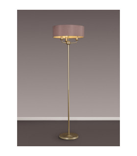 Banyan 3 Light Switched Floor Lamp With 45cm x 15cm Dual Faux Silk Fabric Shade Champagne Gold/Taupe-2