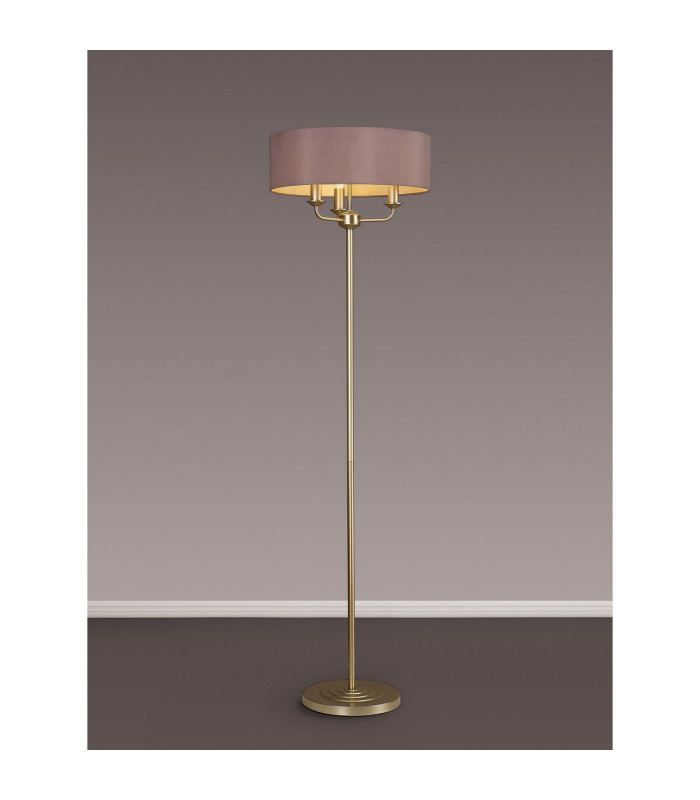 Banyan 3 Light Switched Floor Lamp With 45cm x 15cm Dual Faux Silk Fabric Shade Champagne Gold/Taupe-2