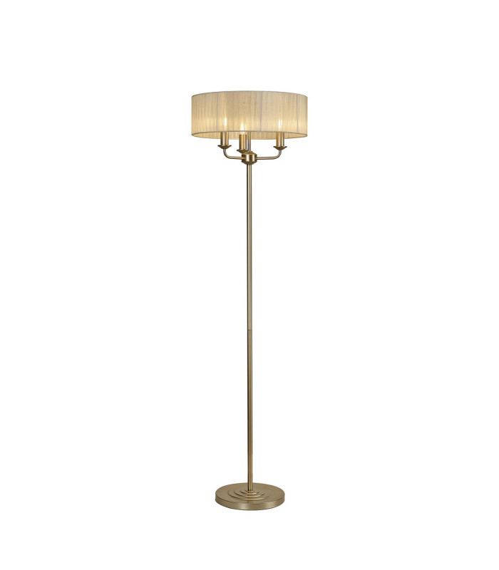 Banyan 3 Light Switched Floor Lamp With 45cm x 15cm Organza Shade Champagne Gold/Cream-1