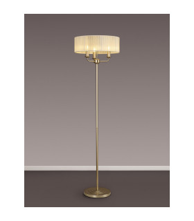 Banyan 3 Light Switched Floor Lamp With 45cm x 15cm Organza Shade Champagne Gold/Cream-2