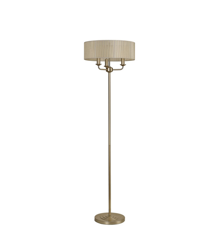 Banyan 3 Light Switched Floor Lamp With 45cm x 15cm Organza Shade Champagne Gold/Cream-4