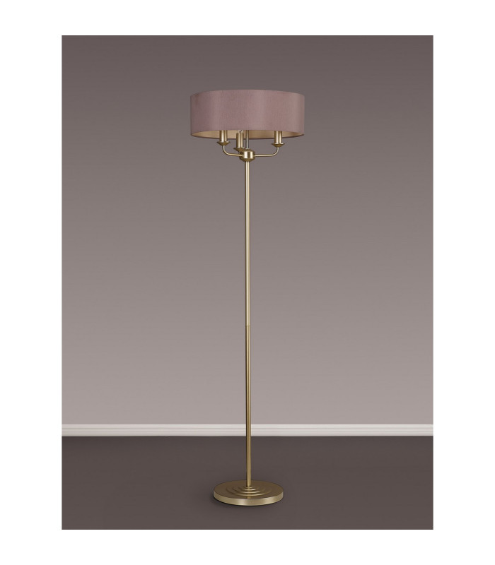 Banyan 3 Light Switched Floor Lamp With 45cm x 15cm Dual Faux Silk Fabric Shade Champagne Gold/Taupe-11