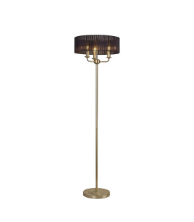Banyan 3 Light Switched Floor Lamp With 45cm x 15cm Organza Shade Champagne Gold/Black-1
