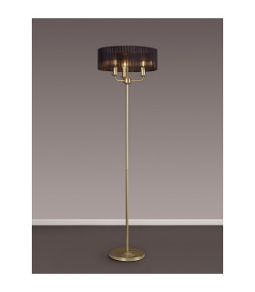 Banyan 3 Light Switched Floor Lamp With 45cm x 15cm Organza Shade Champagne Gold/Black-2