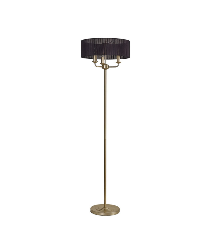 Banyan 3 Light Switched Floor Lamp With 45cm x 15cm Organza Shade Champagne Gold/Black-4
