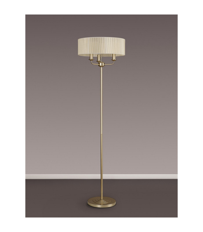 Banyan 3 Light Switched Floor Lamp With 45cm x 15cm Organza Shade Champagne Gold/Cream-11