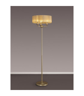 Banyan 3 Light Switched Floor Lamp With 45cm x 15cm Organza Shade Champagne Gold/Soft Bronze-2