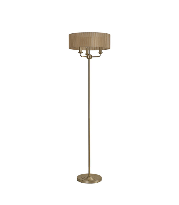Banyan 3 Light Switched Floor Lamp With 45cm x 15cm Organza Shade Champagne Gold/Soft Bronze-4