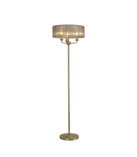 Banyan 3 Light Switched Floor Lamp With 45cm x 15cm Organza Shade Champagne Gold/Grey-1