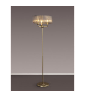 Banyan 3 Light Switched Floor Lamp With 45cm x 15cm Organza Shade Champagne Gold/Grey-2