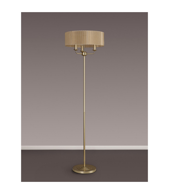 Banyan 3 Light Switched Floor Lamp With 45cm x 15cm Organza Shade Champagne Gold/Soft Bronze-11