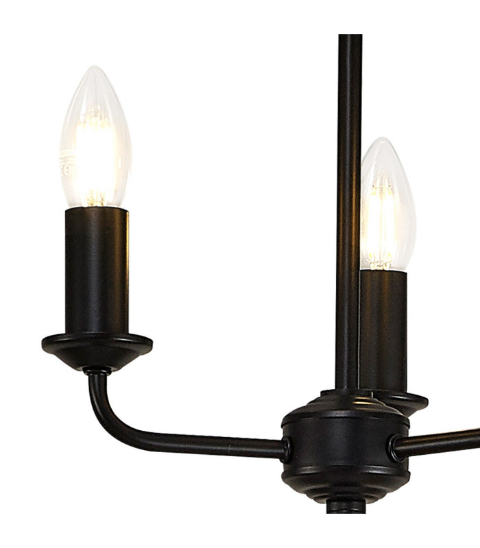 Banyan 3 Light Switched Floor Lamp With 45cm x 15cm Faux Silk Fabric Shade Matt Black/White-7