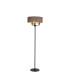 Banyan 3 Light Switched Floor Lamp With 45cm x 15cm Faux Silk Fabric Shade Matt Black/Grey-1