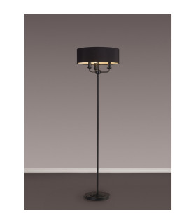 Banyan 3 Light Switched Floor Lamp With 45cm x 15cm Faux Silk Fabric Shade Matt Black/Black-2