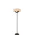 Banyan 3 Light Switched Floor Lamp With 45cm x 15cm Faux Silk Fabric Shade Matt Black/Ivory Pearl-1