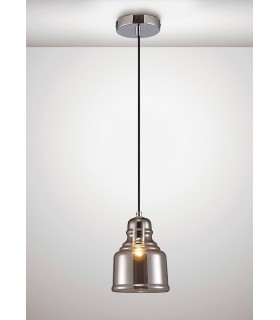 Bell Ceiling Pendant E27 Polished Chrome, Smoke Glass - 2