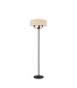 Banyan 3 Light Switched Floor Lamp With 45cm x 15cm Dual Faux Silk Fabric Shade Matt Black/Nude Beige-1