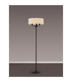 Banyan 3 Light Switched Floor Lamp With 45cm x 15cm Dual Faux Silk Fabric Shade Matt Black/Nude Beige-2