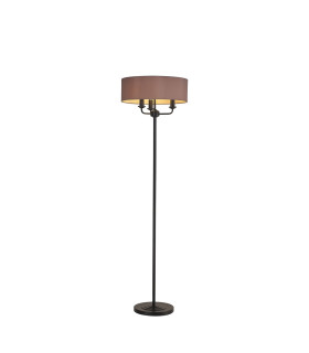 Banyan 3 Light Switched Floor Lamp With 45cm x 15cm Dual Faux Silk Fabric Shade Matt Black/Taupe-1