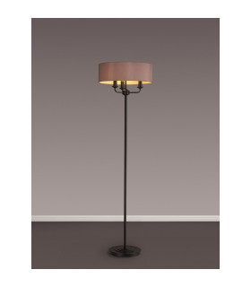 Banyan 3 Light Switched Floor Lamp With 45cm x 15cm Dual Faux Silk Fabric Shade Matt Black/Taupe-2