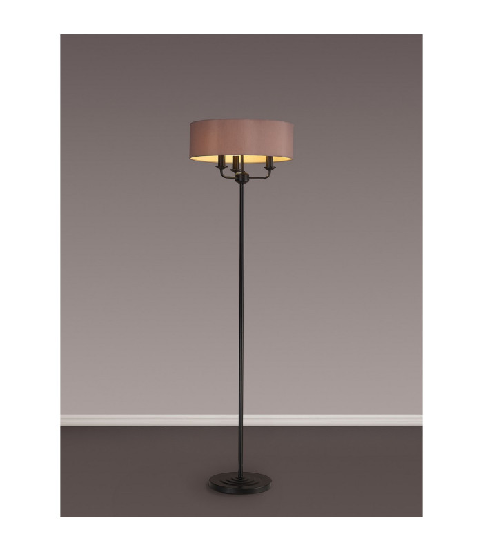 Banyan 3 Light Switched Floor Lamp With 45cm x 15cm Dual Faux Silk Fabric Shade Matt Black/Taupe-2