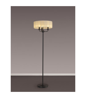 Banyan 3 Light Switched Floor Lamp With 45cm x 15cm Organza Shade Matt Black/Cream-2