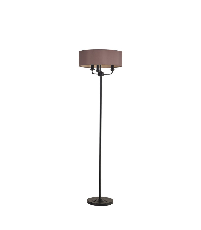 Banyan 3 Light Switched Floor Lamp With 45cm x 15cm Dual Faux Silk Fabric Shade Matt Black/Taupe-4