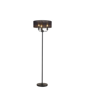 Banyan 3 Light Switched Floor Lamp With 45cm x 15cm Organza Shade Matt Black/Black-1